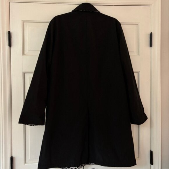 Talbots Reversible Black Snow Leopard Animal Print Trench Coat Plus Size 1X - Picture 7 of 13